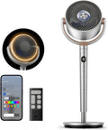 DREO Smart Fan for Bedroom, 120° +120° Omni-Directional Oscillating Fans, 100ft Quiet Pedestal Fan with RGB Light, 9 Speeds, 6 Modes, 20dB, 8H Timer, Wi-Fi/Voice/Alexa, 37-42 Floor Fans with Remote