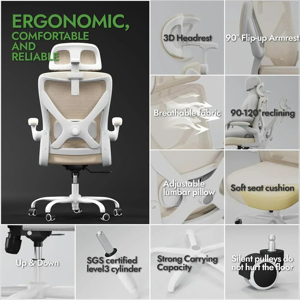 Office computer desk and chair gaming chair with lumbar support and headrest