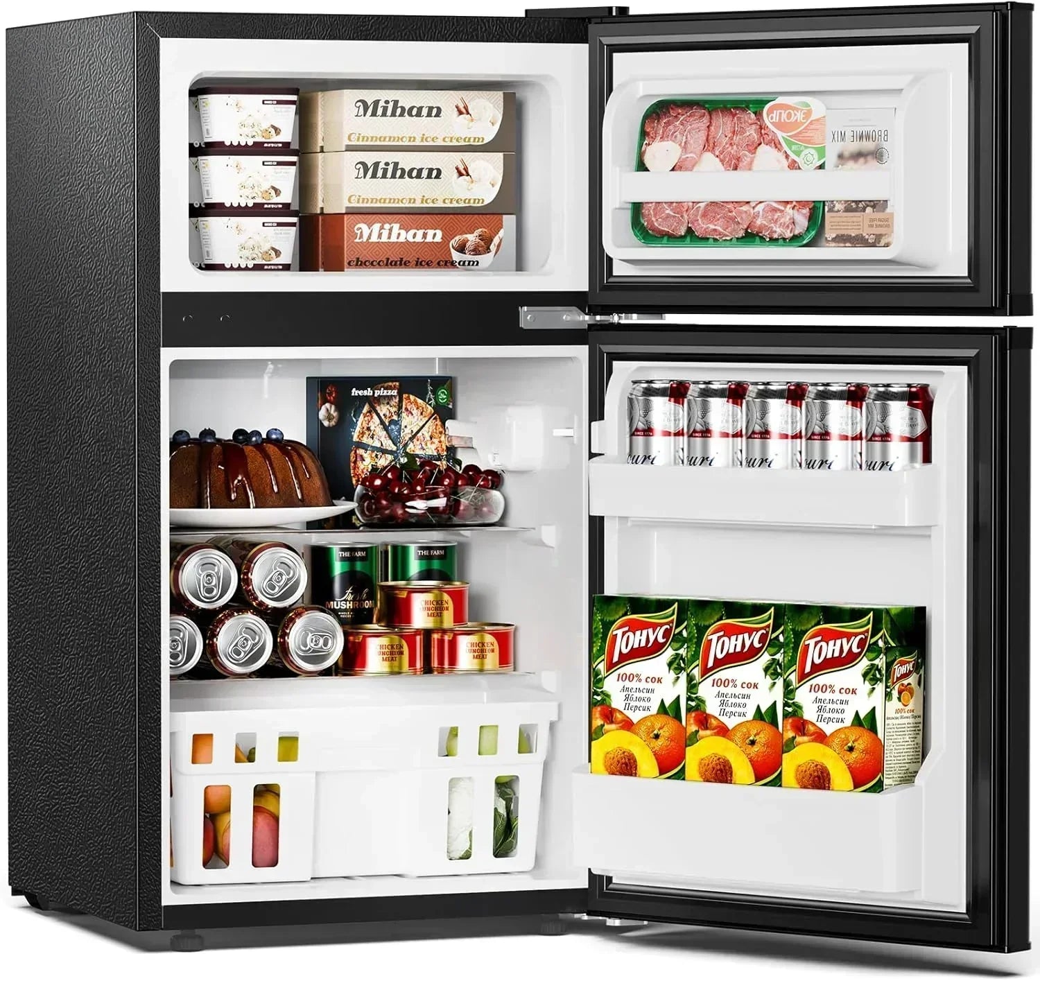 Antarctic Star Compact Mini Refrigerator Separate Freezer Small Fridge Double 2-Door