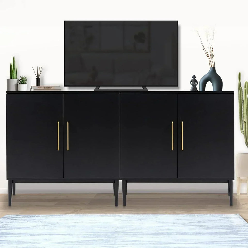 Free Standing Cabinet Black Wood for Living Room Bedroom Dining Room Hallway