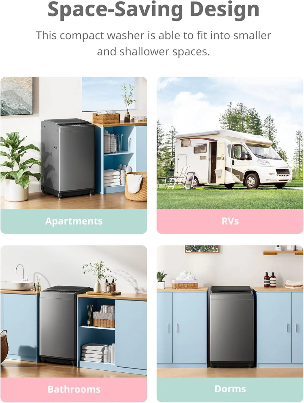 Comfee Portable Washing Machine 0.9 Cubic Feet Compact Washing Machine with LED Display 2 Built-in Drums Space Saving Fully Automatic Washing Machine