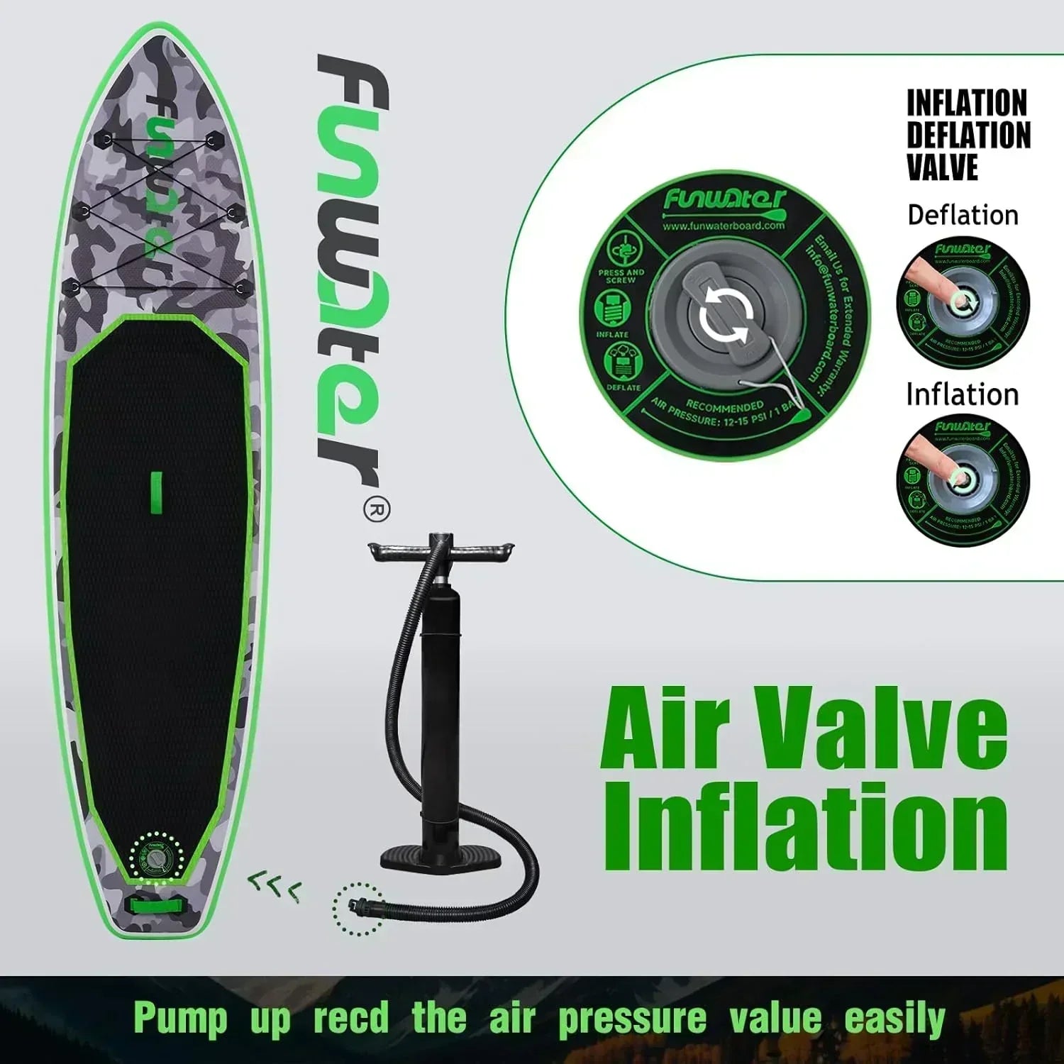 FunWater Inflatable Stand Up Paddle Board Premium SUP Paddle Accessories EVA Deck