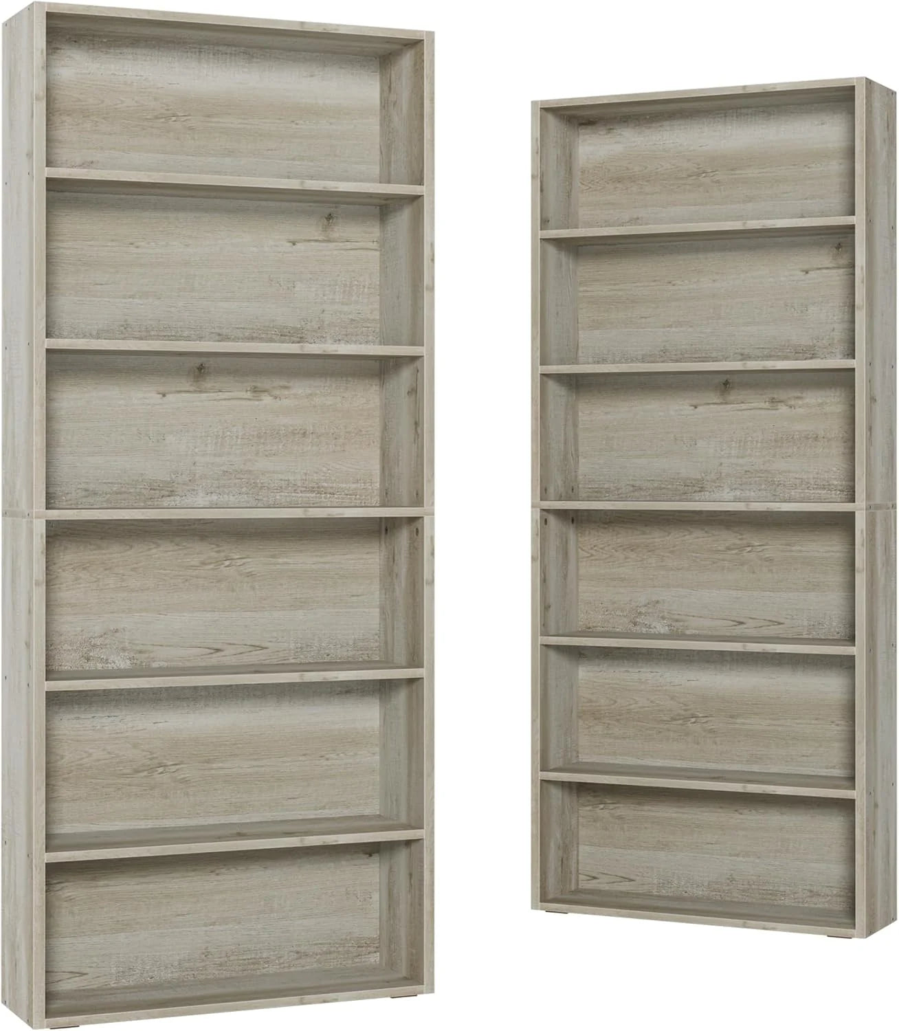 IRONCK Bookshelves and Bookcases Set of 2 Floor Standing 6 Tiers Display Storage Shelves
