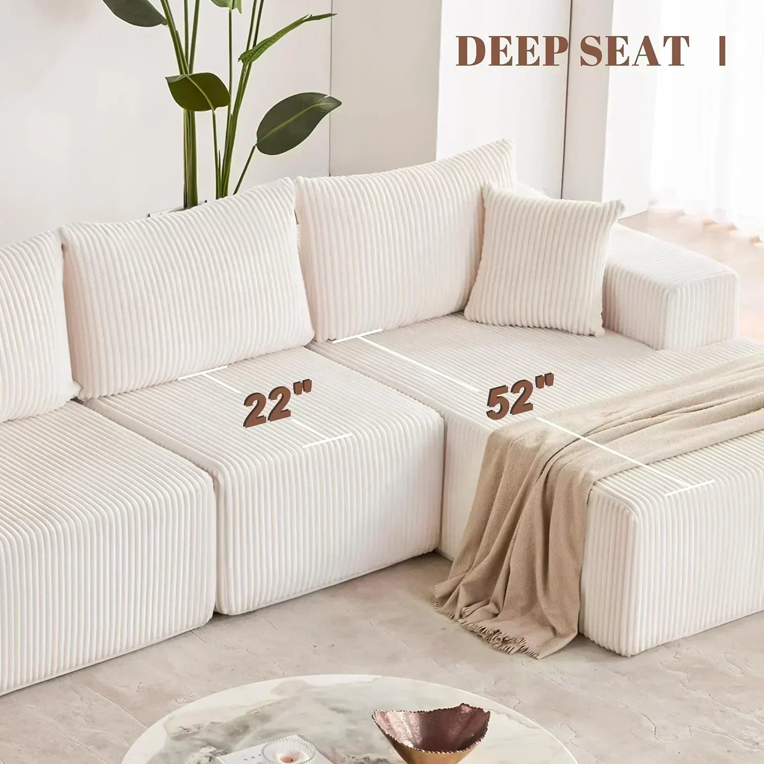 108-inch modular sofa cloud modular sofa with deep seat and reclining chair upholstered sofa