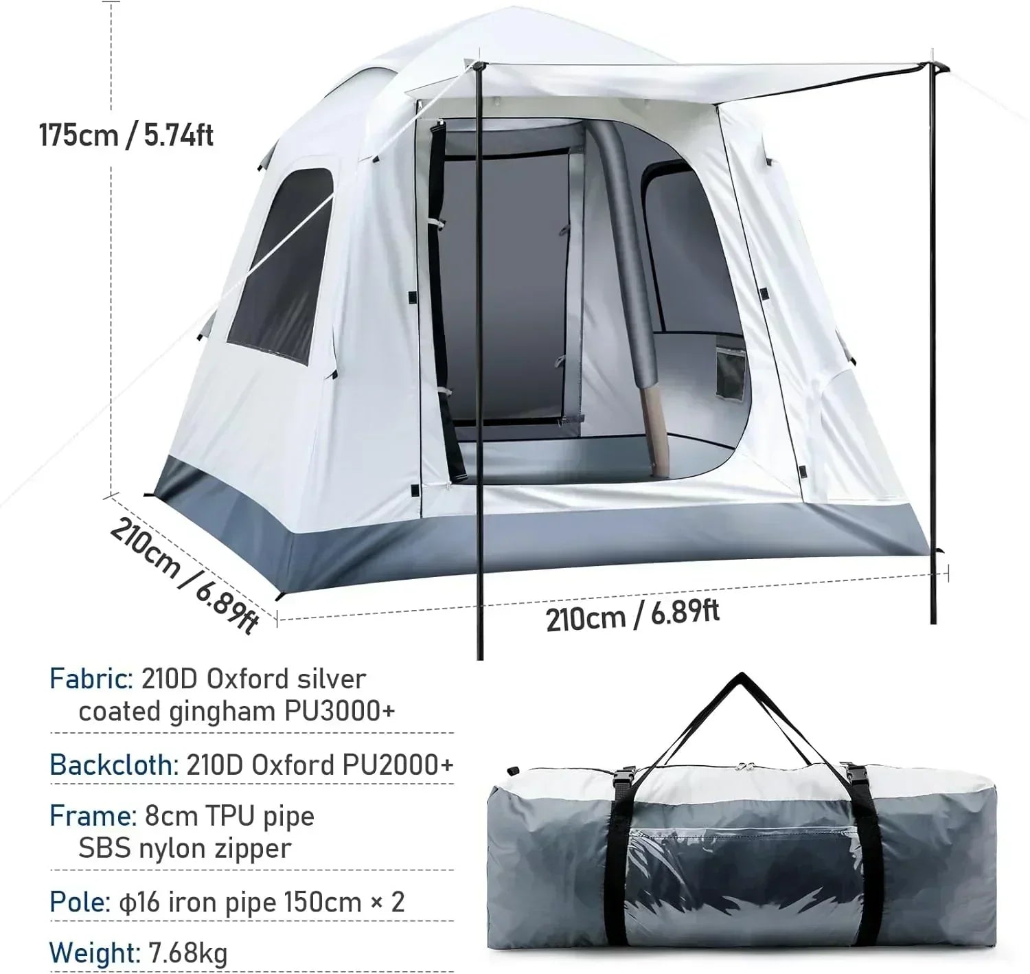 Automatic inflatable camping tent 3-4 people luxury camping adult waterproof inflatable house tent