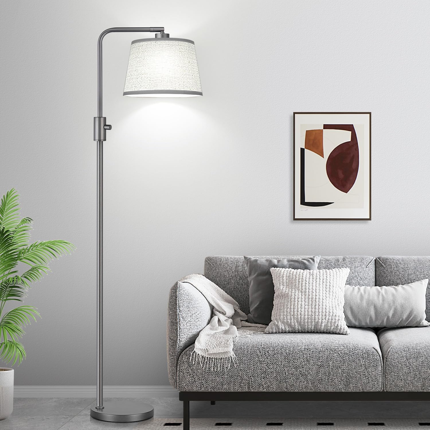 Dimmable LED Floor Lamp with Adjustable Head and Edison Style Bulb