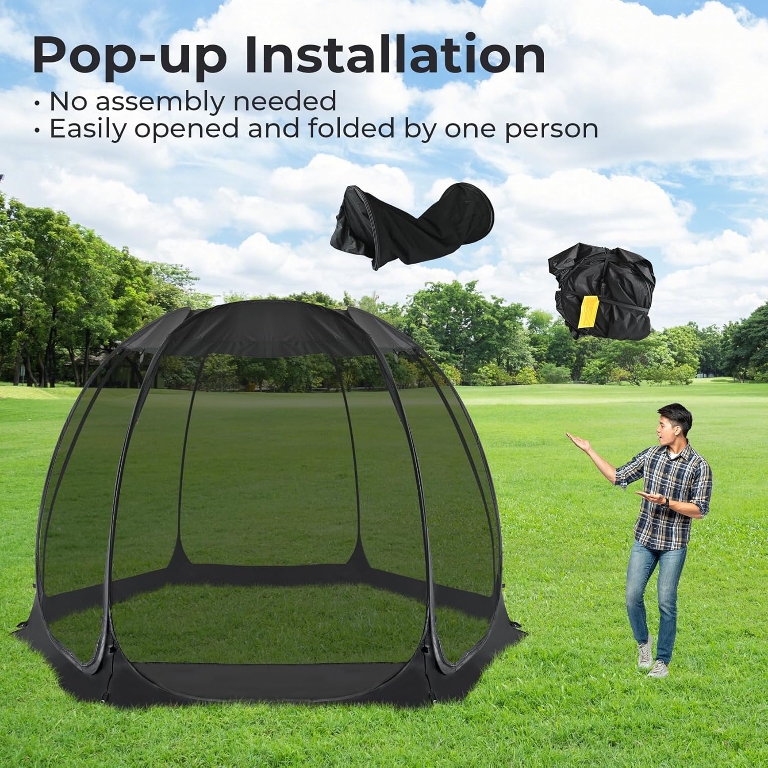 Screen gazebo, sleeps 6-10-15 people Igloo-style canopy tent with mosquito net on the sides Perfect for garden, patio, backyard