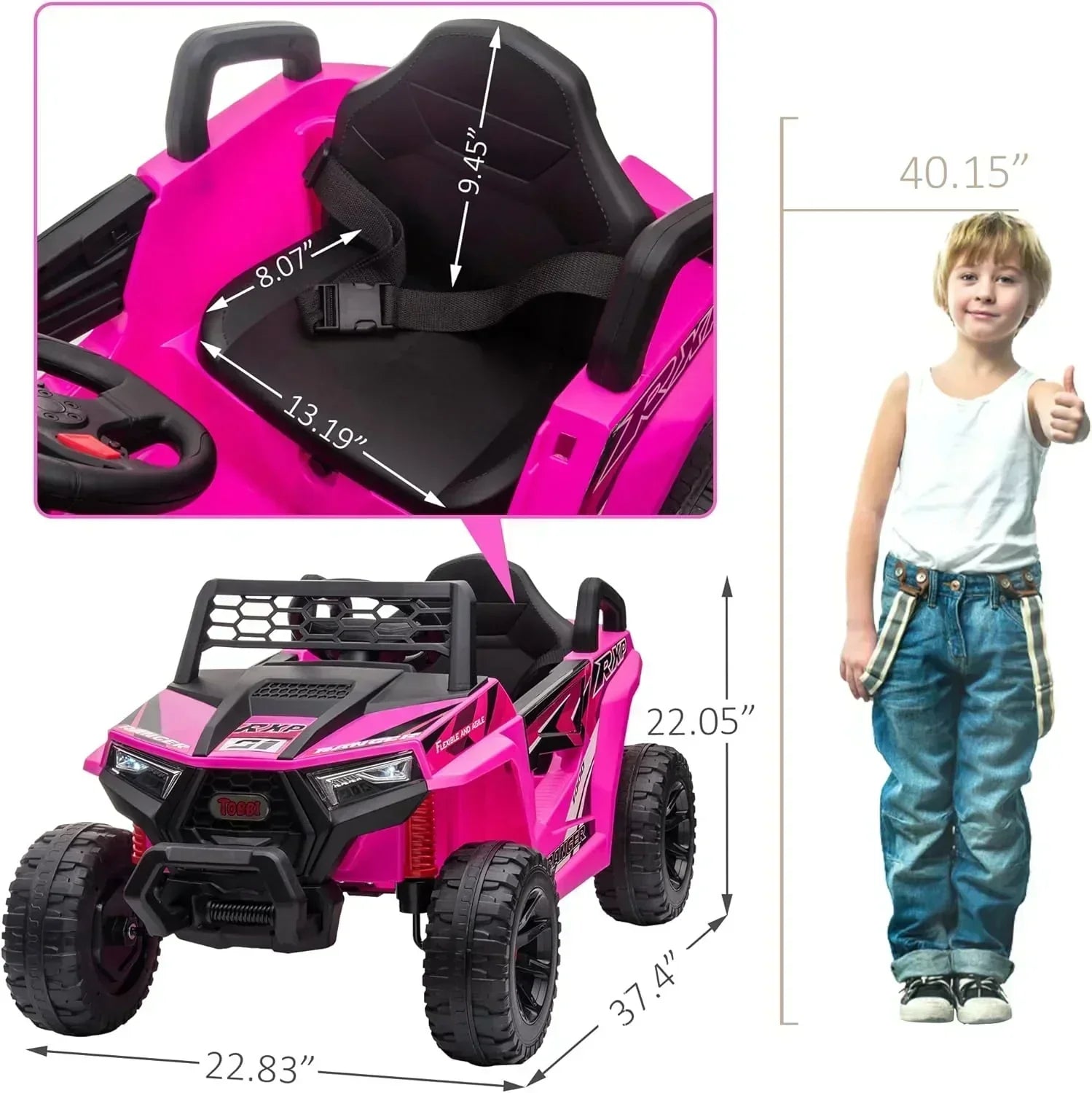 TOBBI 12V Kids Ride on Car Electric Off-Road UTV Truck with Diverse Functions Double Open Doors