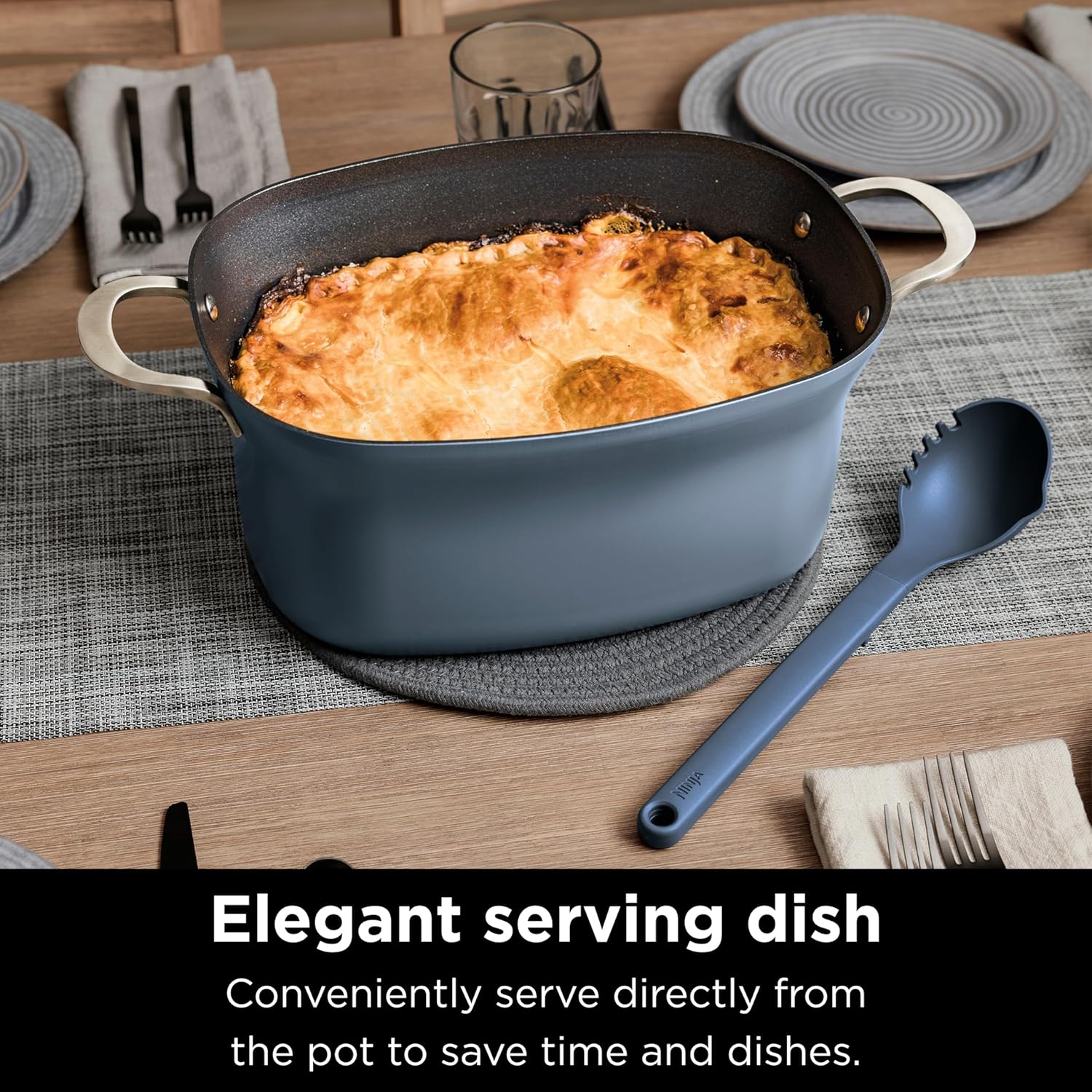 Ninja Slow Cooker 8.5 Quart Multi Cooker with Dutch oven steamer glass lid with integrated spoon