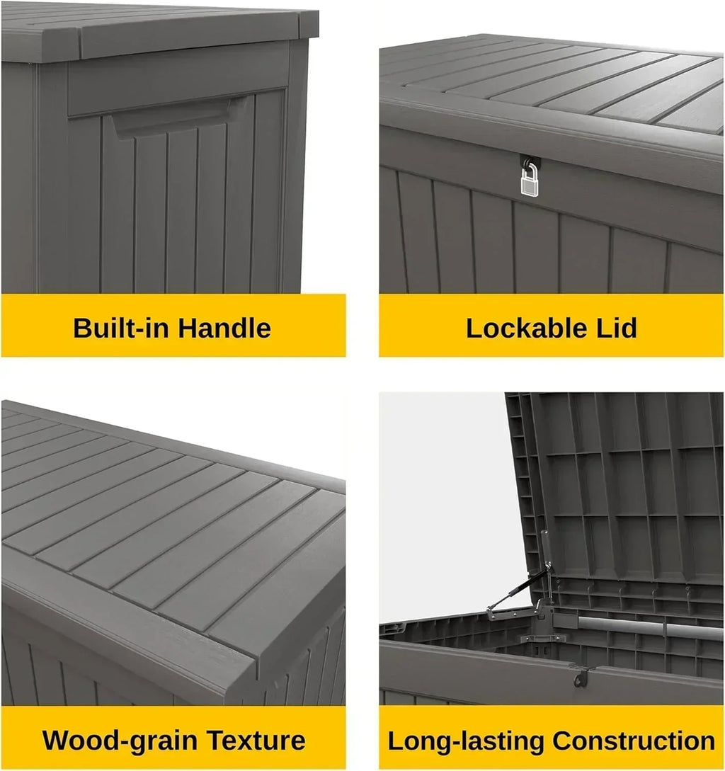 EAST OAK Outdoor Storage Box 60 Gallon Deck Box Indoor and Outdoor Use Waterproof Resin Storage