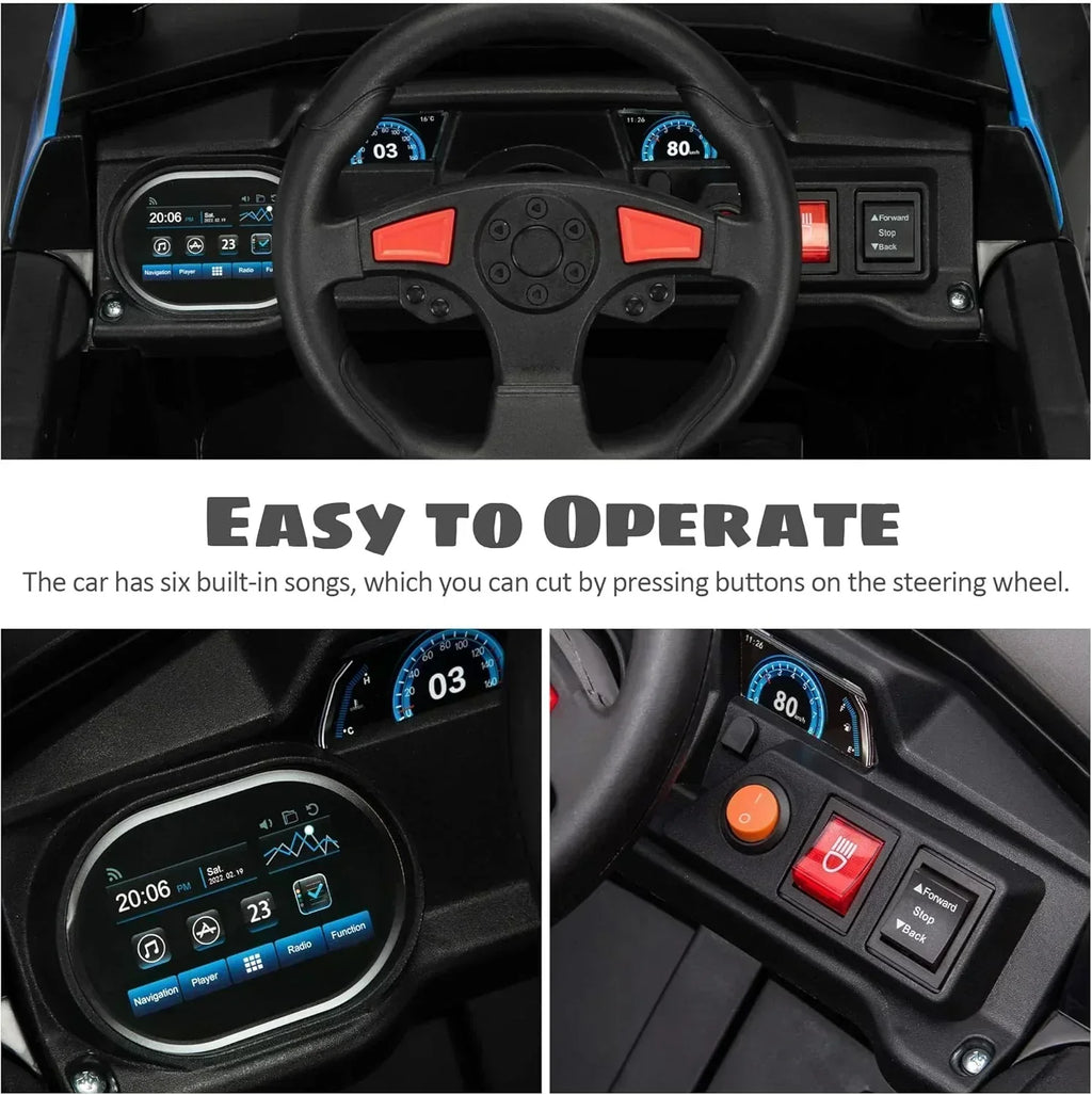 TOBBI 12V Kids Ride on Car Electric Off-Road UTV Truck with Diverse Functions Double Open Doors