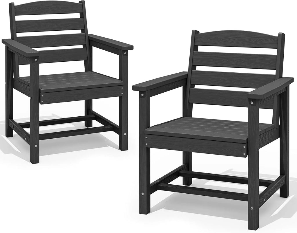 Outdoor HDPE Dining Table Set, 7-Piece Outdoor Dining Table Sets with Umbrella Hole Cut-Out Table and 6 Chairs