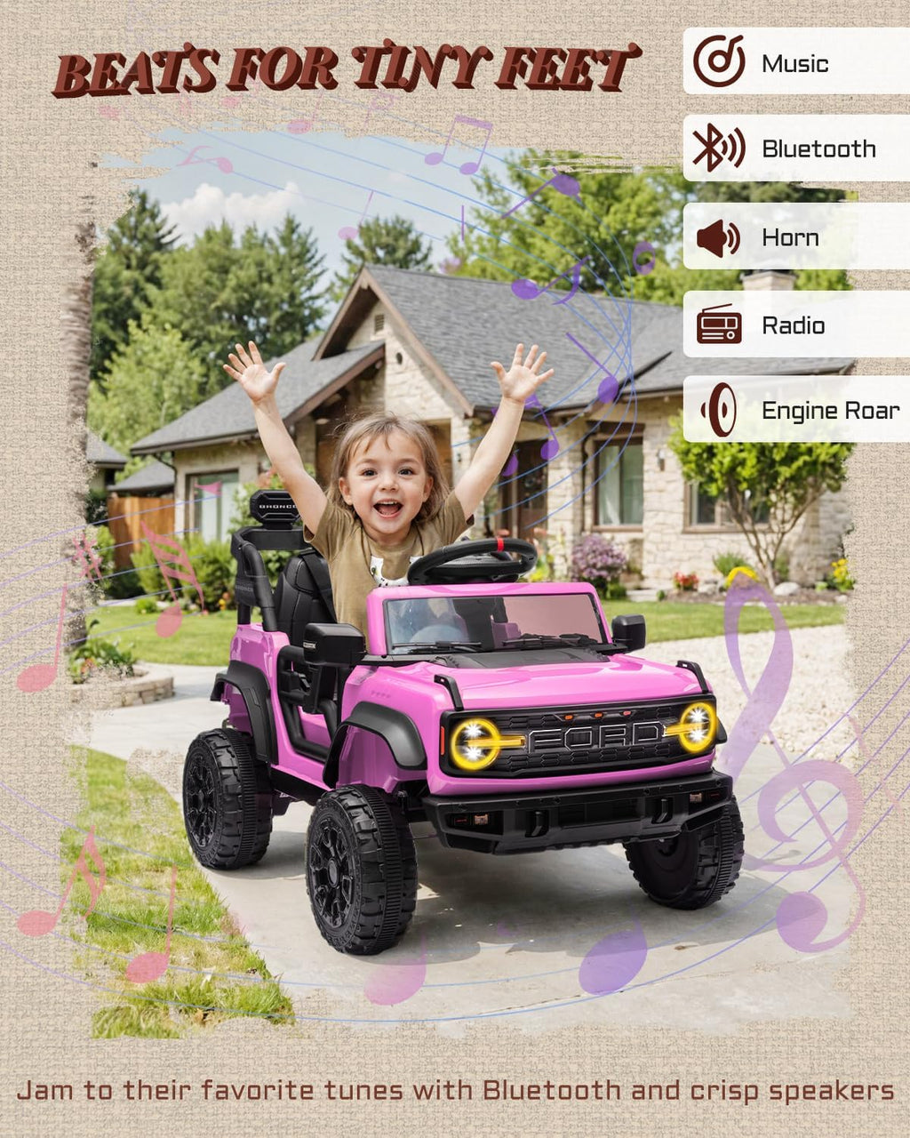 Kids Pink Ride-On Truck Battery Powered Electric Toy Car