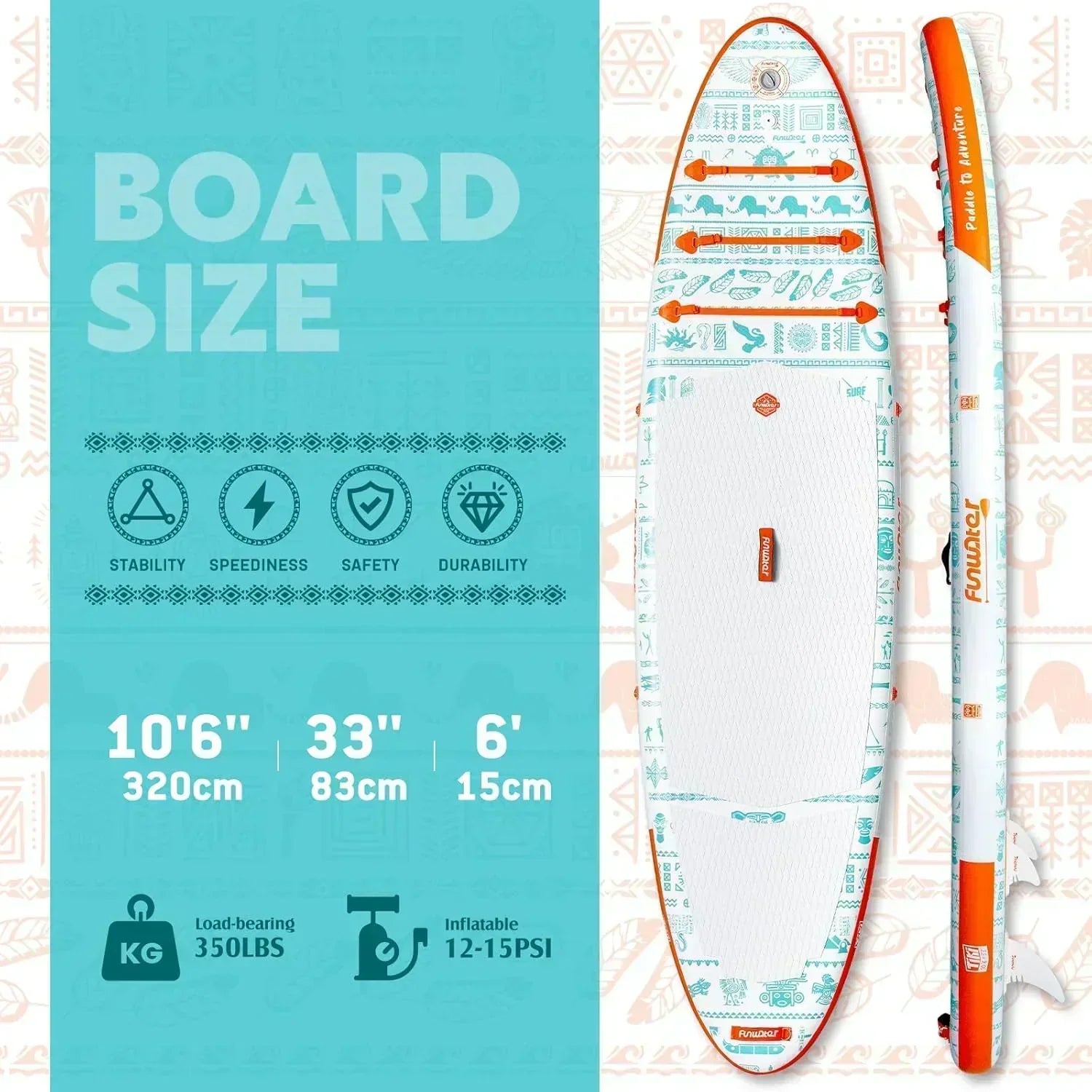FunWater Inflatable Stand Up Paddle Board Premium SUP Paddle Accessories EVA Deck