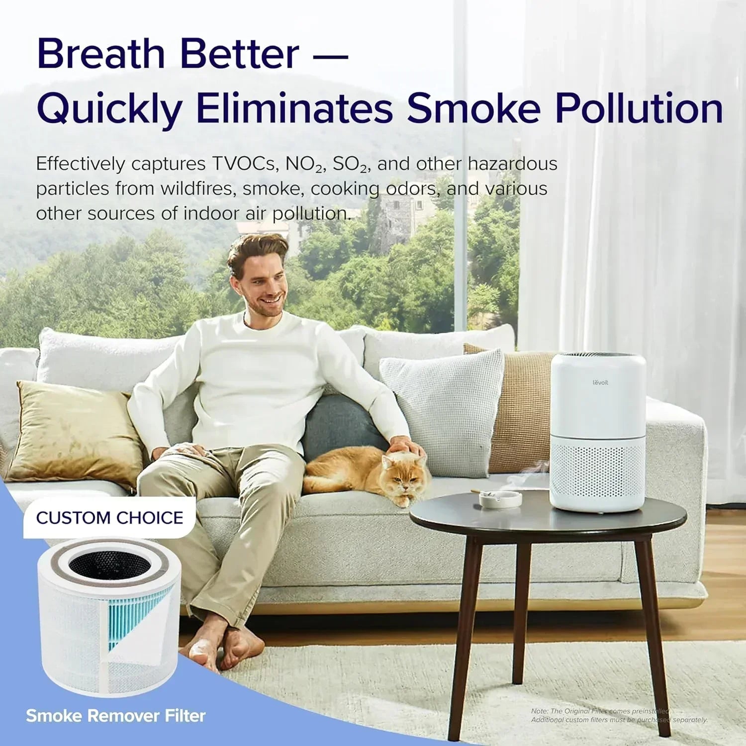 Air Purifier for Bedroom Allergies and Pet Hair 56W High Torque Motor