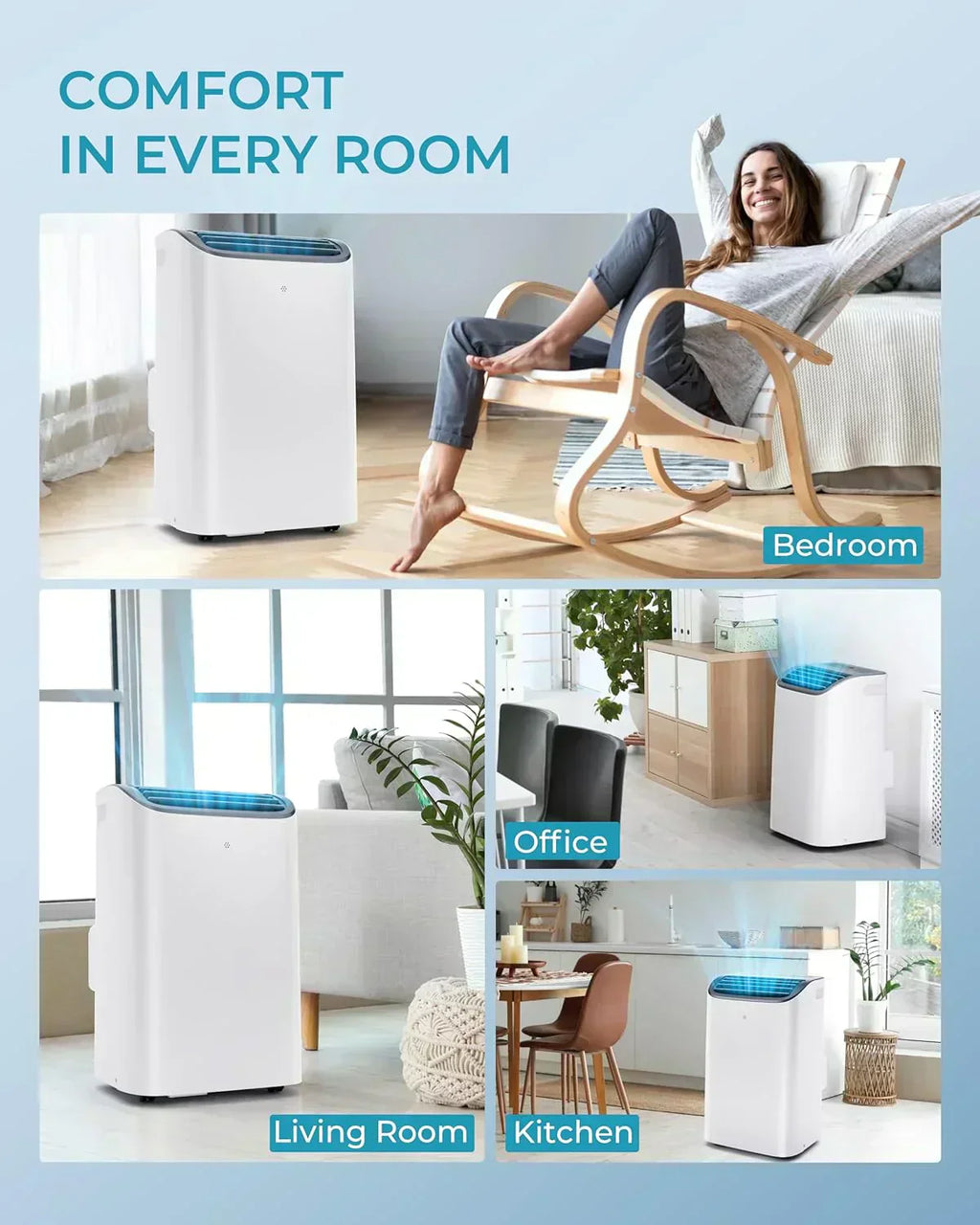 EUHOMY 8,000 BTU Portable Air Conditioners 4-in-1 Portable AC Unit Up to 350 Sq.Ft