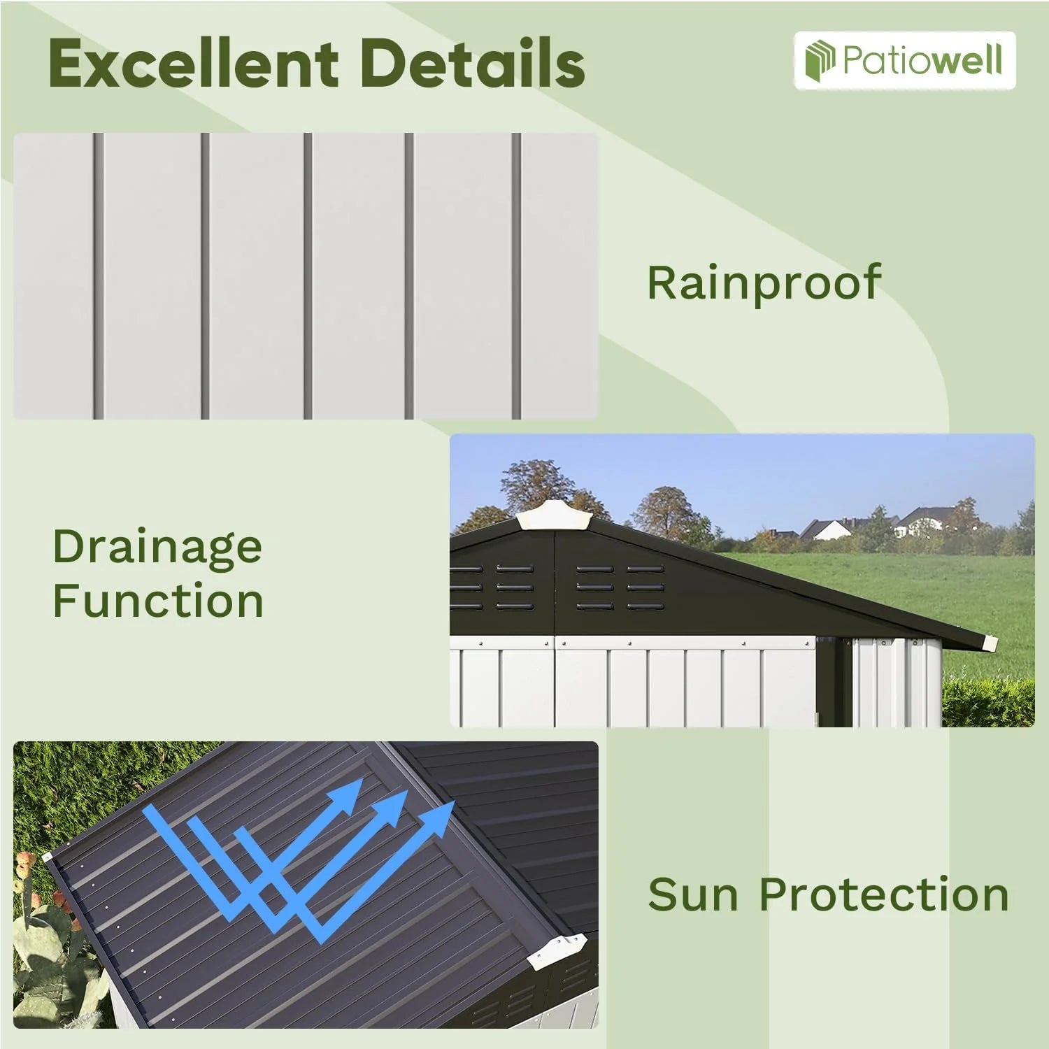 Patiowell 5x3 FT Outdoor Storage Shed Tool Shed with Sloping Roof and Lockable Door Metal Shed