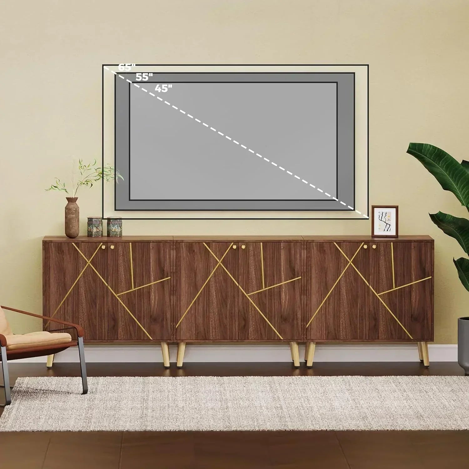 Free Standing Cabinet Black Wood for Living Room Bedroom Dining Room Hallway
